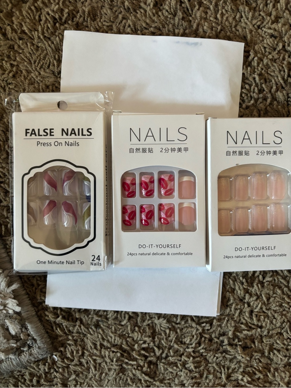 Do-It-Yourself Press-On Nail Set - Pink Floral & Nude Styles